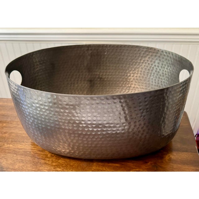 Silver Hammered Aluminum Beverage Tub For Sale - Image 8 of 11