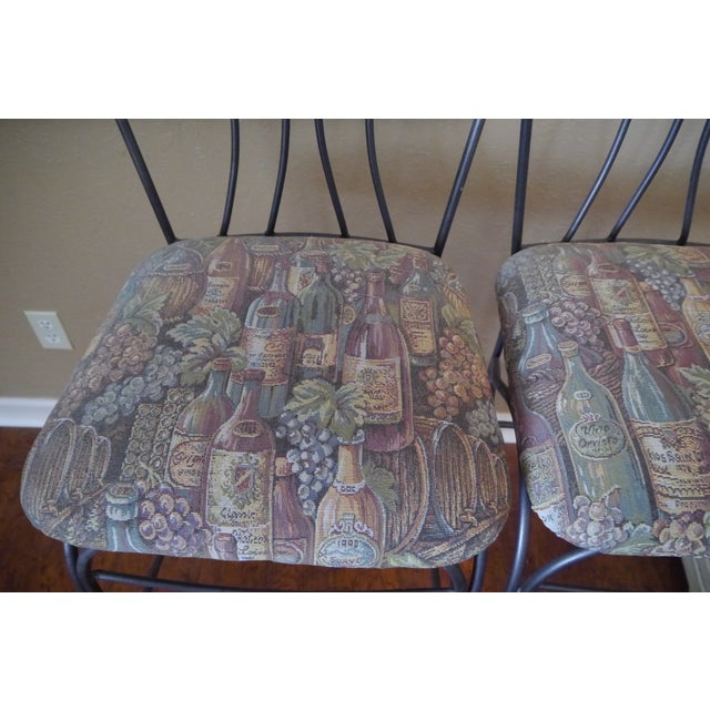 Gray Late 20th Century Gray Wrought Iron Bar Stools- Set of 2 For Sale - Image 8 of 12
