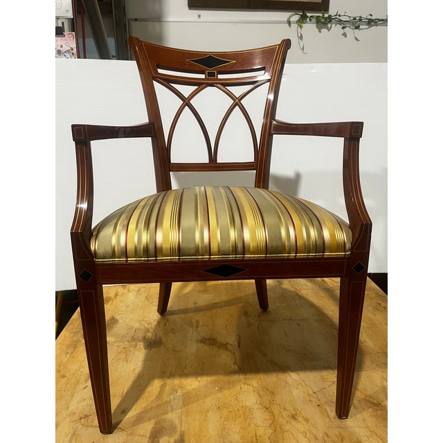 John Widdicomb Late 20th Century Pair of John Widdicomb Model 5572 Inlaid Mahogany Federal-Style Armchairs For Sale - Image 4 of 9