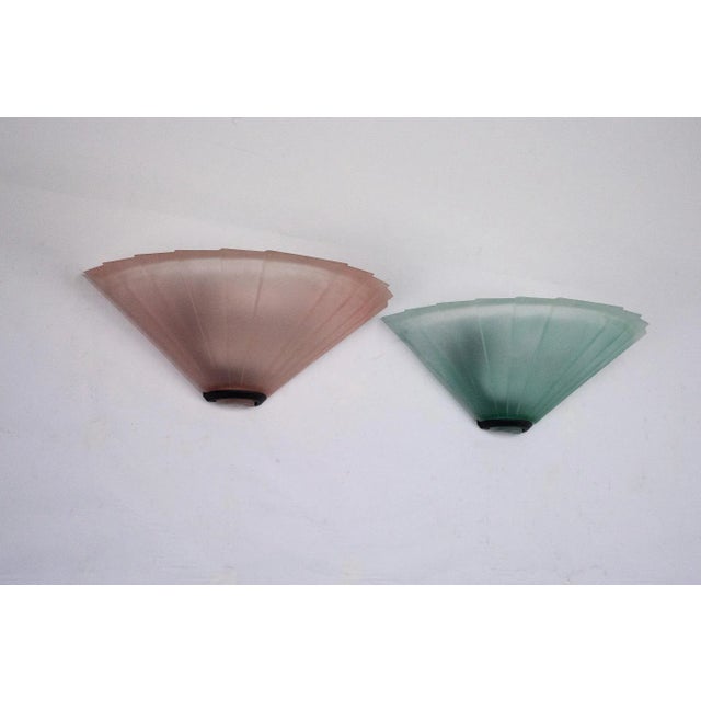 Mid-Century Modern Italian Sconces in Thick Pink and Green Murano Glass by De Majo, 1980s, Set of 2 For Sale - Image 3 of 10