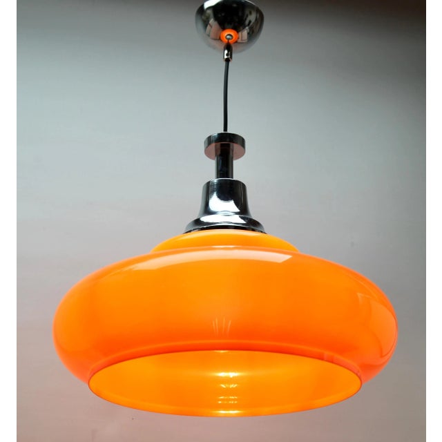 1960s Mid-Century Scandinavian Pendant Light with Acrylic Optical Shade For Sale - Image 5 of 11