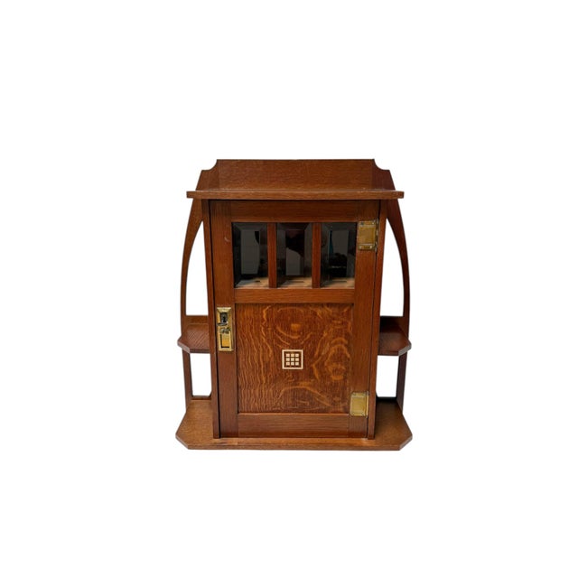 Metal Arts & Crafts Wall Cabinet in Oak from Onder den Sint Maarten, 1900s For Sale - Image 7 of 10