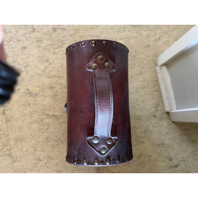 Wine Bottle Case, for Two. Faux Leather. Wood Studded Wine Box Tote. One Case For Sale In Los Angeles - Image 6 of 8