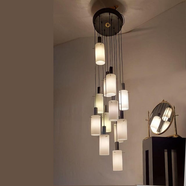 Large Vintage Italian Cascade Suspended Chandelier from Stilnovo, 1960s For Sale - Image 10 of 16