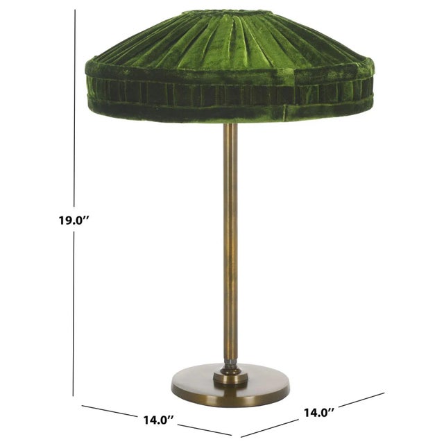 2020s Josie 19" Velvet Shade Table Lamp in Green/Antique Brass For Sale - Image 5 of 5