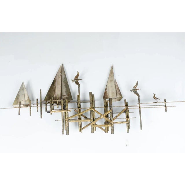 Metal abstract Seagulls by the shore wall sculpture by C. Jere. Has signature at the bottom. Great design and style. No...