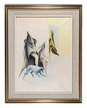 Albert Debois, Untitled, Surrealist Scene, Original Painting, 1975