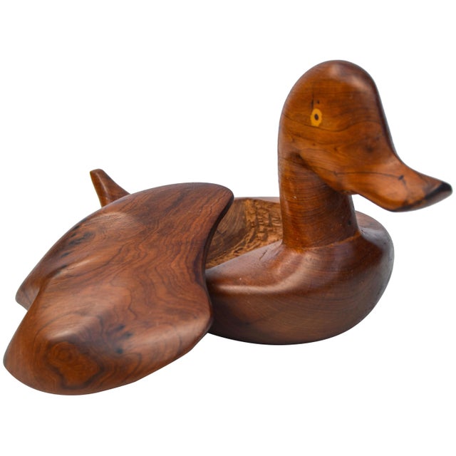 Wooden Duck Lidded Bowl For Sale - Image 4 of 5