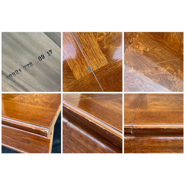 Vintage Thomasville Mystique Asian Chinoiserie 108" Burl Top Dining Table & Leaves For Sale - Image 11 of 12