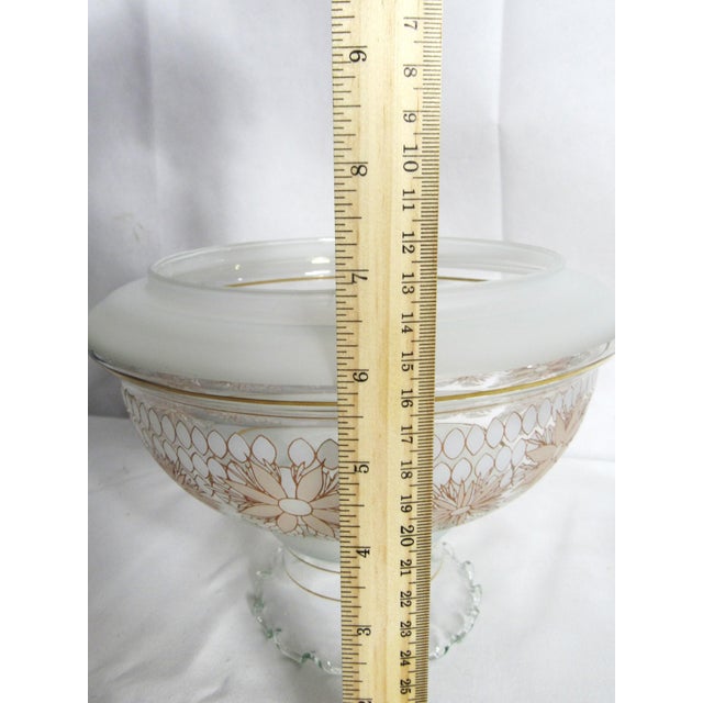 Transparent Vintage Hurrican Lamp Glass Shade Floral For Sale - Image 8 of 11