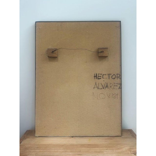 Vintage Abstract, Oil on Corkboard, Unframed, Artist Hector Alvarez.