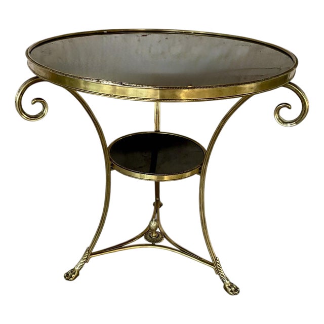 Louis XVI Style Neoclassic Gilt Bronze Black Marble Top Gueridon For Sale
