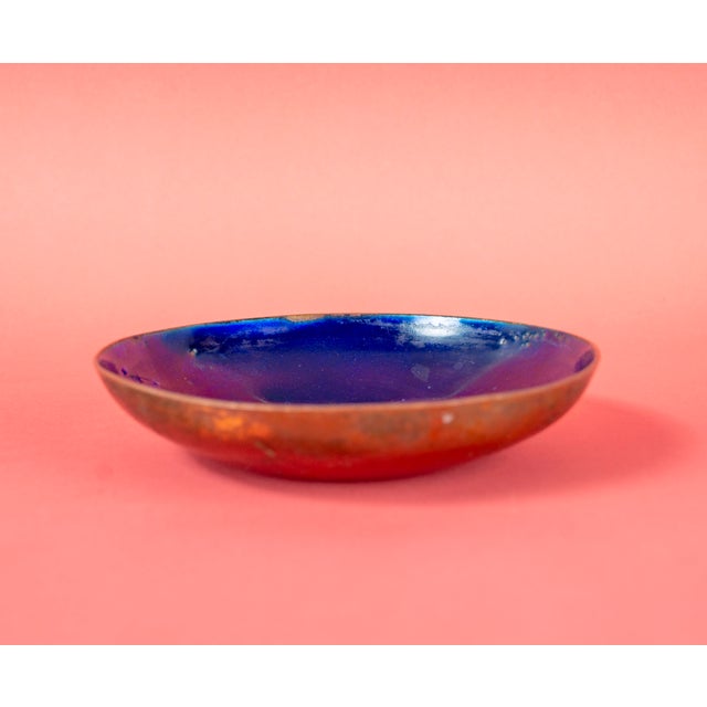 Handcrafted Bowl in Blue Enamel and Copper, 1960s For Sale - Image 4 of 10