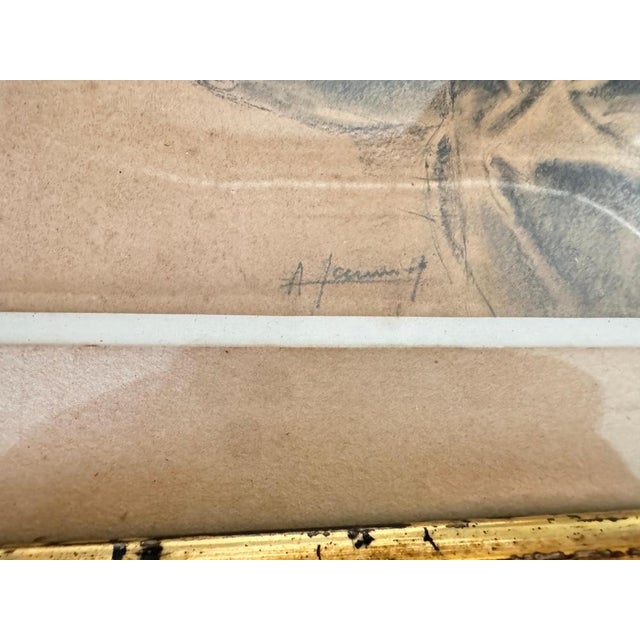 French Artist, Woman on a Bed, 19th Century, Drawing on Paper, Framed For Sale - Image 10 of 14