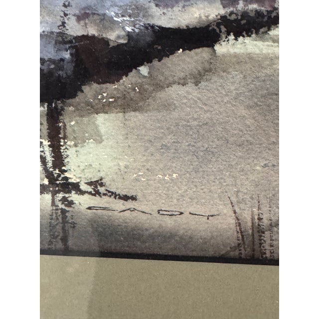 Paint Cady Stopp Swamp Reflections Framed Watercolor, Circa 1970 For Sale - Image 7 of 11