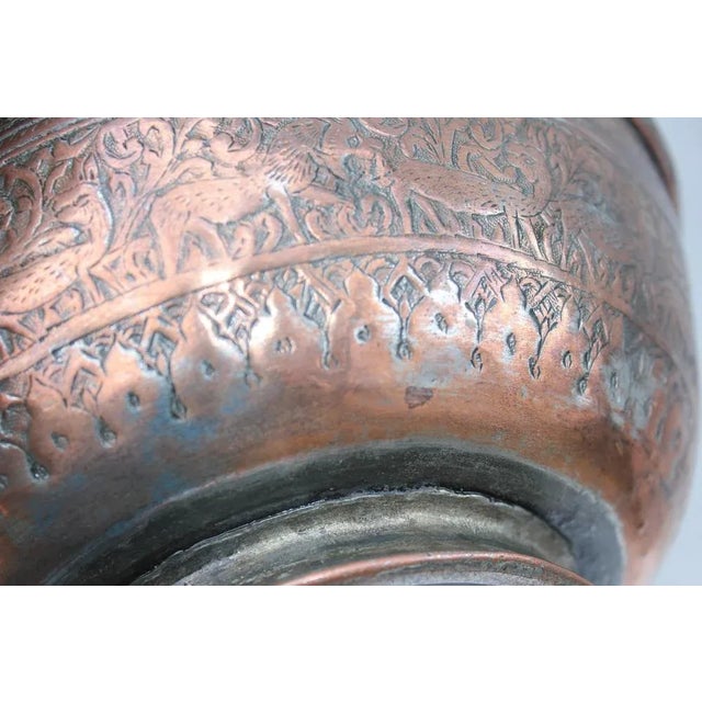 Copper Engraved Tinned Copper Bowl For Sale - Image 8 of 9