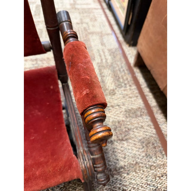 Wood Antique Victorian Child's Platform Rocking Chair For Sale - Image 7 of 7