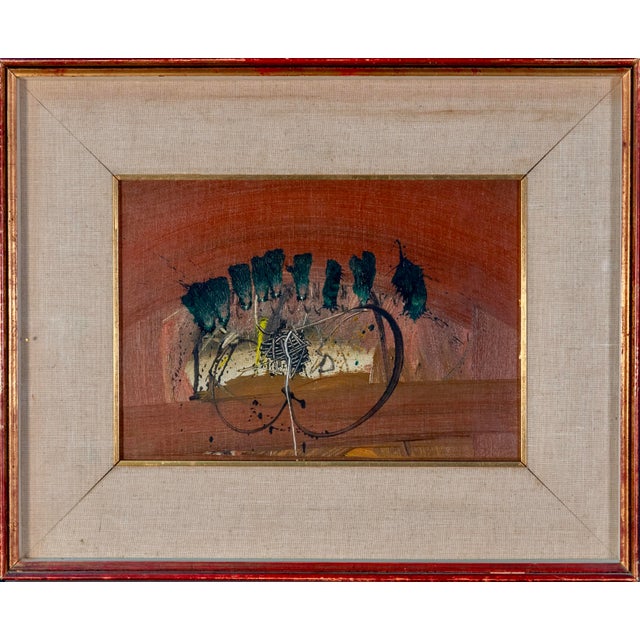 Maroon Emilio Scanavino, Abstract, 1964, Oil and Pastel on Canvas For Sale - Image 8 of 8