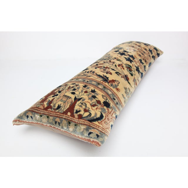 Authentic Vintage Rug Pillow Cover – Handwoven Floral Motif Throw Cushion Cover -12'' X 35'' For Sale - Image 9 of 11