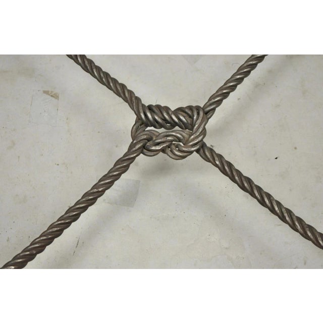 Mid 20th Century Italian Hollywood Regency Steel Knotted Rope and Tassel Round Glass Coffee Table For Sale - Image 11 of 11
