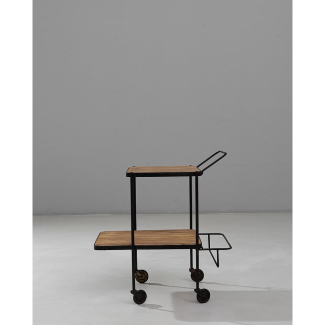 1950s French Two-Tier Metal and Wood Bar Cart With Bottle Holder For Sale - Image 18 of 18