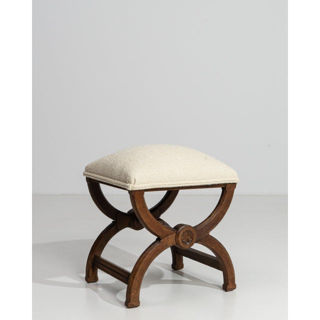 Wood Early 20th Century Regency Curule Stool With Upholstered Seat For Sale - Image 7 of 10