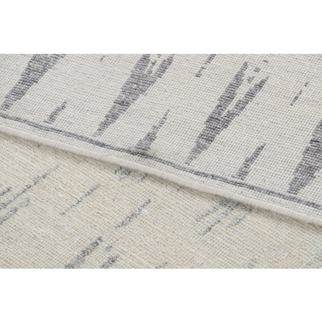 Textile Contemporary Distressed Block Print Ikat Natural Silk Runner by Rug & Kilim, India For Sale - Image 7 of 8