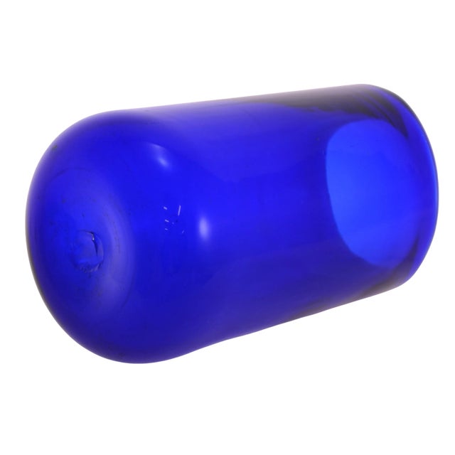 Cobalt Blue Blown Glass Cylinder Vase For Sale - Image 4 of 4