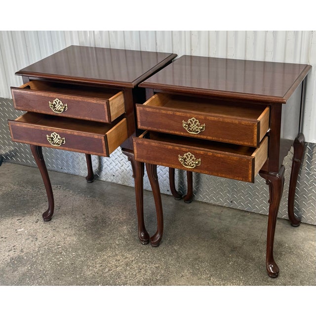 Timeless nightstands in 18th century Georgian style, feature elegant cabriole legs and refined proportions. Each...