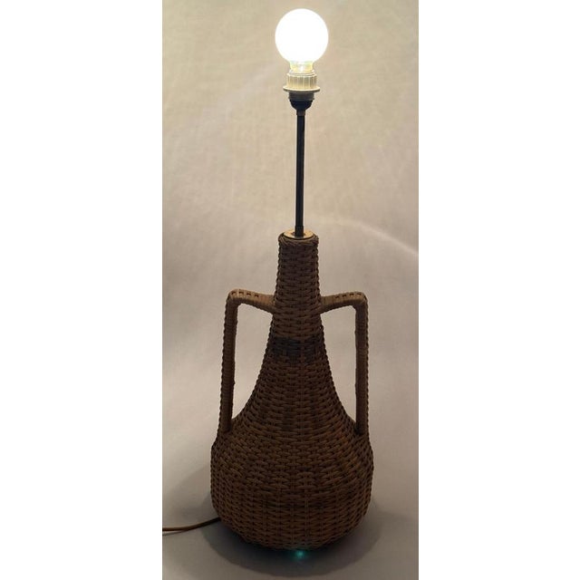 Large Mid-Century Handmade Floor Lamp in Rattan, 1960s For Sale - Image 4 of 16