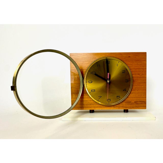 Mid-Century Modern Teak and Brass Table Clock from Emes, 1960s For Sale - Image 9 of 17