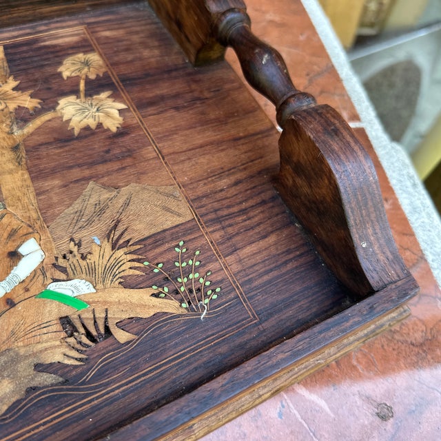 1970s Wooden Carved and Painted Tray For Sale - Image 11 of 11