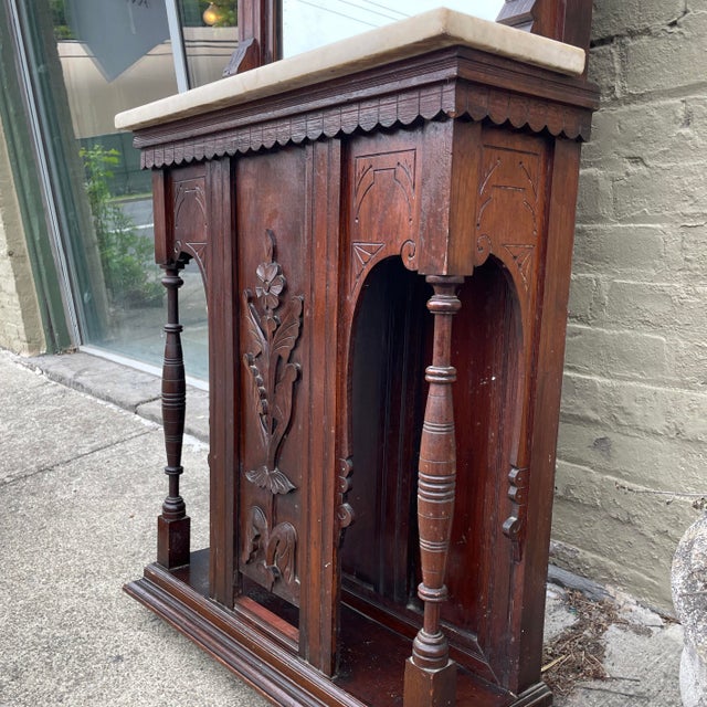 Late 19th Century Late 1800s Pier Mirror With Marble Shelf. For Sale - Image 5 of 11