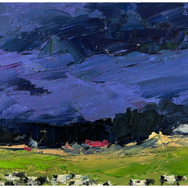 Oil Painting Evening Field Boris Serdyuk For Sale - Image 6 of 10