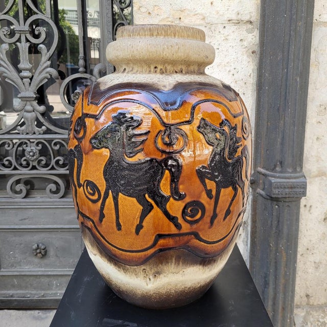 Large Model 286-51 Equestrian Vase from Scheurich Keramik, Germany, 1960s For Sale - Image 11 of 18