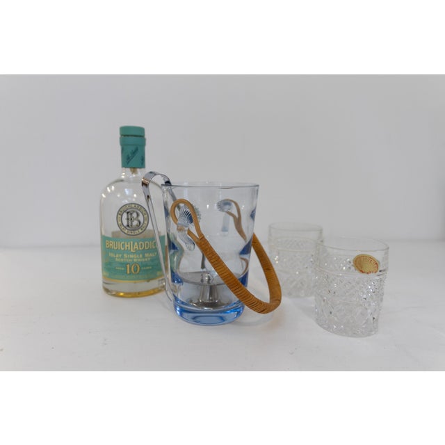 Danish Glass Ice Bucket by Per Lütken for Holmegaard, 1960s. Scandinavian Mid-Century Modern ice blue bucket for ice cubes...