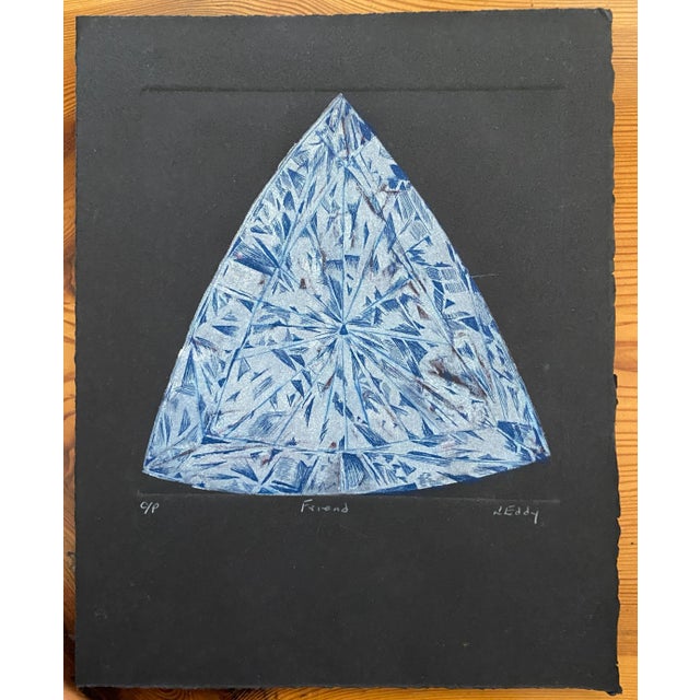 Jane J. Eddy (1922-2019) "Friend" color etching on black paper, pencil signed, titled and noted as proof.