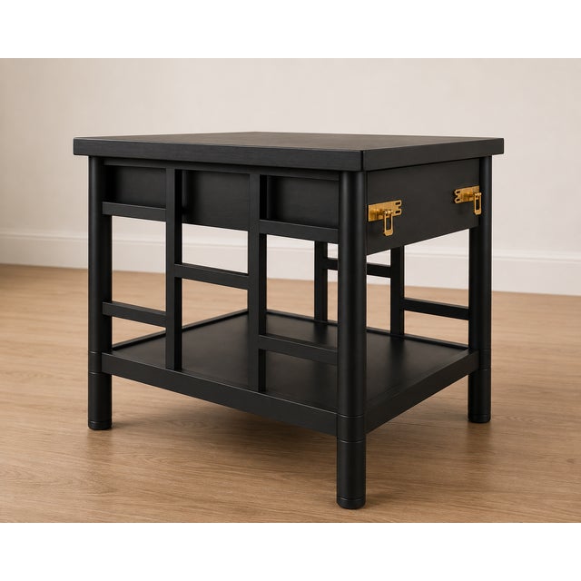 Elevate your space with this beautifully refinished vintage campaign-style end table, blending timeless craftsmanship with...