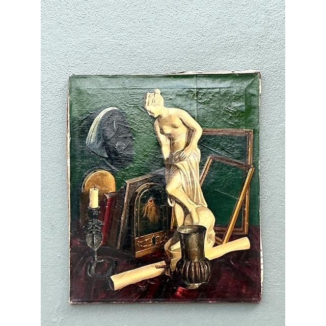 Figurative Vintage Original Still Life Oil Painting on Canvas For Sale - Image 3 of 12