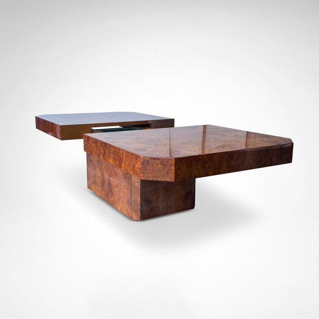 Super sophisticated stunning coffee table designed and manufactured by Maison Lancel France 1980s. This metamorphic coffee...
