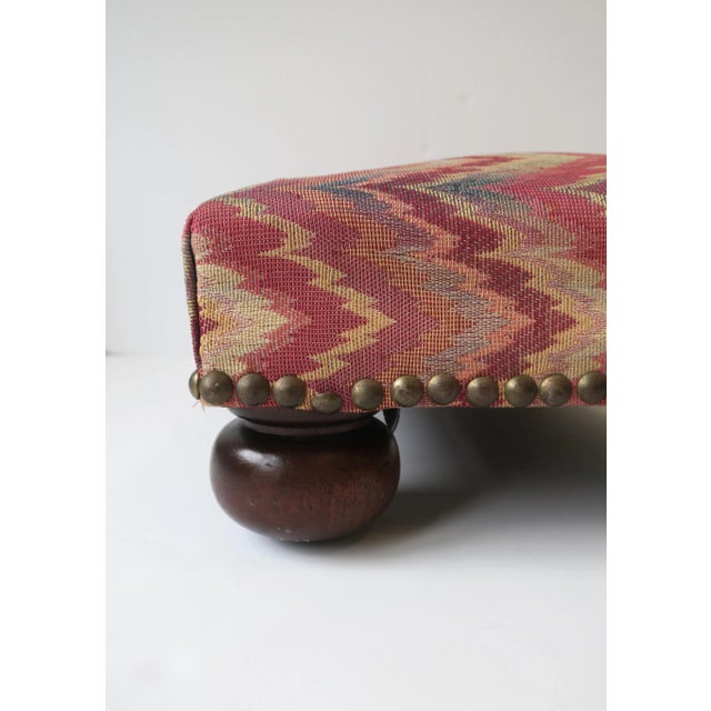 Footstool Bun Feet and Missoni Style Upholstery with Nail Head Design Chairish