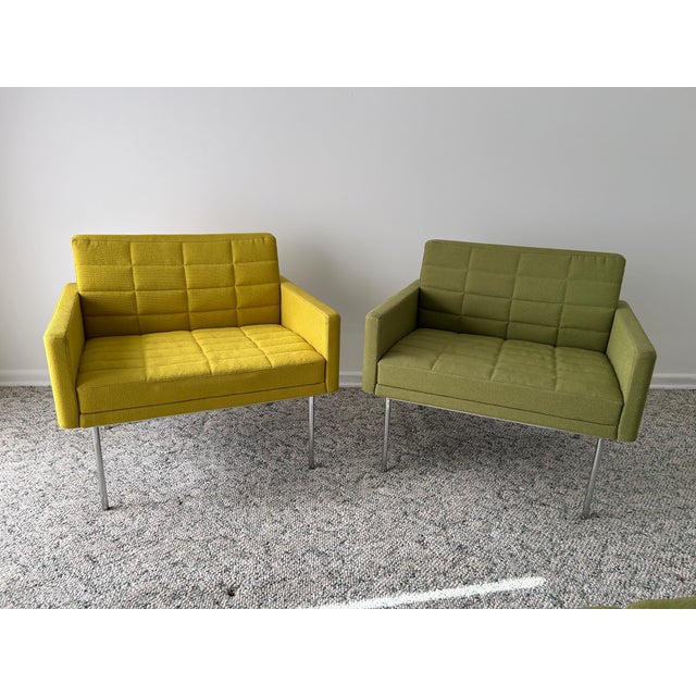 This is a Tuxedo Component club chairs (2) and bench, designed by BassamFellows for Geiger and Herman Miller. This example...