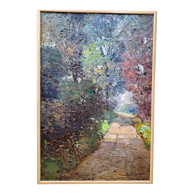 Kent R Wallis (1945-Active) "A Wooded Lane" Oil Paint on Canvas Painting For Sale