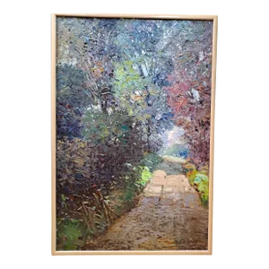 Kent R Wallis (1945-Active) "A Wooded Lane" Oil Paint on Canvas Painting