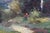 Textile Late 20th Century Impressionist Figure in Red Forest Landscape Oil Painting on Canvas 18" For Sale - Image 7 of 10