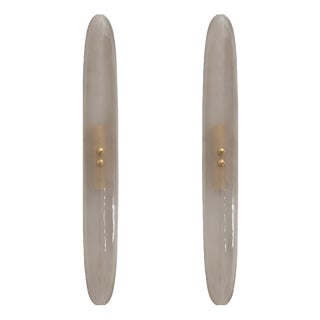 Mid-Century Modern Smoke Murano Glass Sconces in the style of Fontana Arte, 2000, Set of 2 For Sale