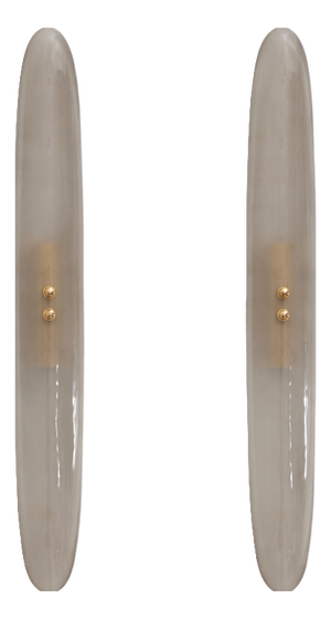 Mid-Century Modern Smoke Murano Glass Sconces in the style of Fontana Arte, 2000, Set of 2