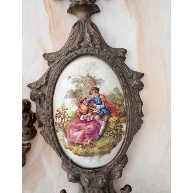 Vintage French Rococo Style Double-Arm Wall Sconces - Pair For Sale In San Diego - Image 6 of 10
