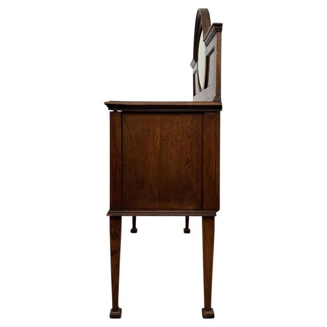 Antique Early 20th Century English Edwardian Oak Sideboard with Convex Mirror For Sale - Image 11 of 14