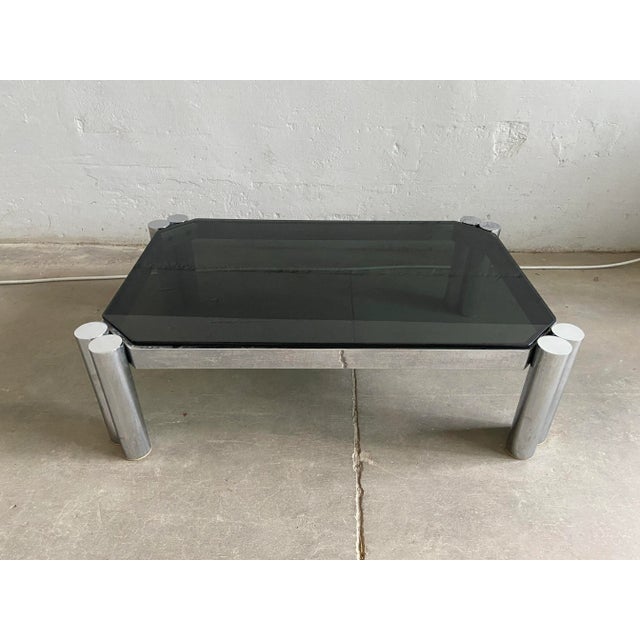 Italian Mid-Century Modern Smoked Glass & Chrome Coffee Table, 1970s For Sale - Image 11 of 11